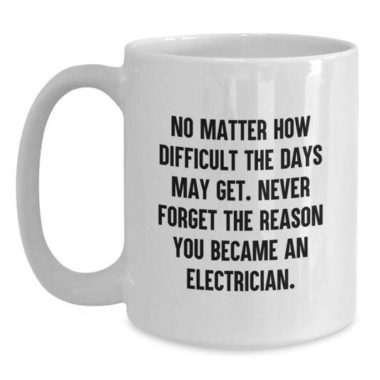 Inspirational Electrician Gifts for Men, Funny Quote White Coffee Mug, Graduation Unique Gifts from Friends - Main