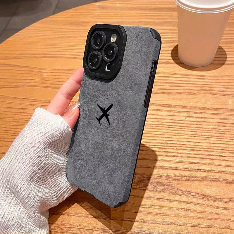 Luxury Shockproof Black Aircraft Pattern Design Shockproof Slim Protective Case Anti-Fall Sleeve Phone Case Camera Lens All Inclusive Phone Soft Case For IPhone15 Pro Max/Ultra 11/ 12/13/14/X/XR/Xs/Plus/Pro/Pro Max Series