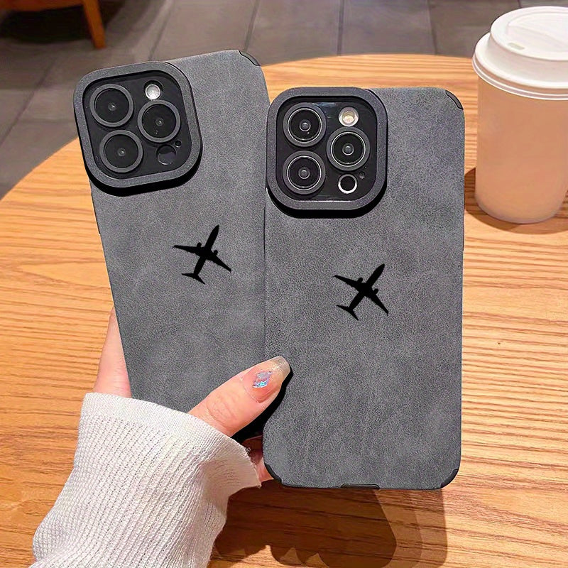Luxury Shockproof Black Aircraft Pattern Design Shockproof Slim Protective Case Anti-Fall Sleeve Phone Case Camera Lens All Inclusive Phone Soft Case For IPhone15 Pro Max/Ultra 11/ 12/13/14/X/XR/Xs/Plus/Pro/Pro Max Series