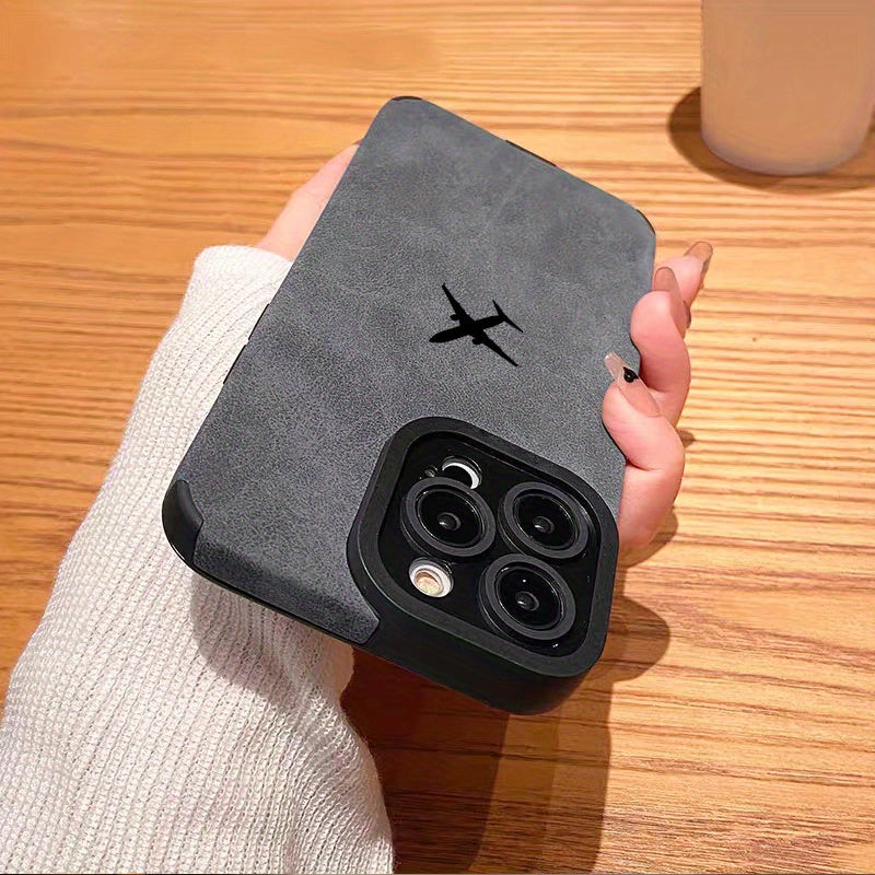 Luxury Shockproof Black Aircraft Pattern Design Shockproof Slim Protective Case Anti-Fall Sleeve Phone Case Camera Lens All Inclusive Phone Soft Case For IPhone15 Pro Max/Ultra 11/ 12/13/14/X/XR/Xs/Plus/Pro/Pro Max Series