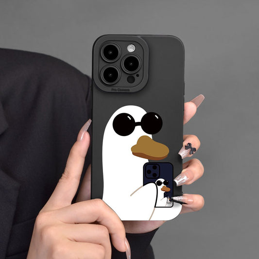 Duck With Sunglasses Pattern Mobile Phone Case Full-Body Protection TPU Soft Rubber Case Colorful: Transparent White Black For Men Women For IPhone 15, 14, 13, 12, 11, XS, XR, X, 7, 8, 6s, Mini, Plus, ProMax, SE