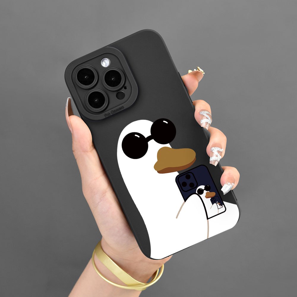 Duck With Sunglasses Pattern Mobile Phone Case Full-Body Protection TPU Soft Rubber Case Colorful: Transparent White Black For Men Women For IPhone 15, 14, 13, 12, 11, XS, XR, X, 7, 8, 6s, Mini, Plus, ProMax, SE