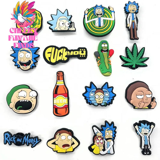 16Pcs/Set Funny Animation Shoe Charms Cartoon Shoes Accessories Decorations Buckle Fit Clog Sandal Wristband Kids Party Gifts - Cheeky Fantail Finds