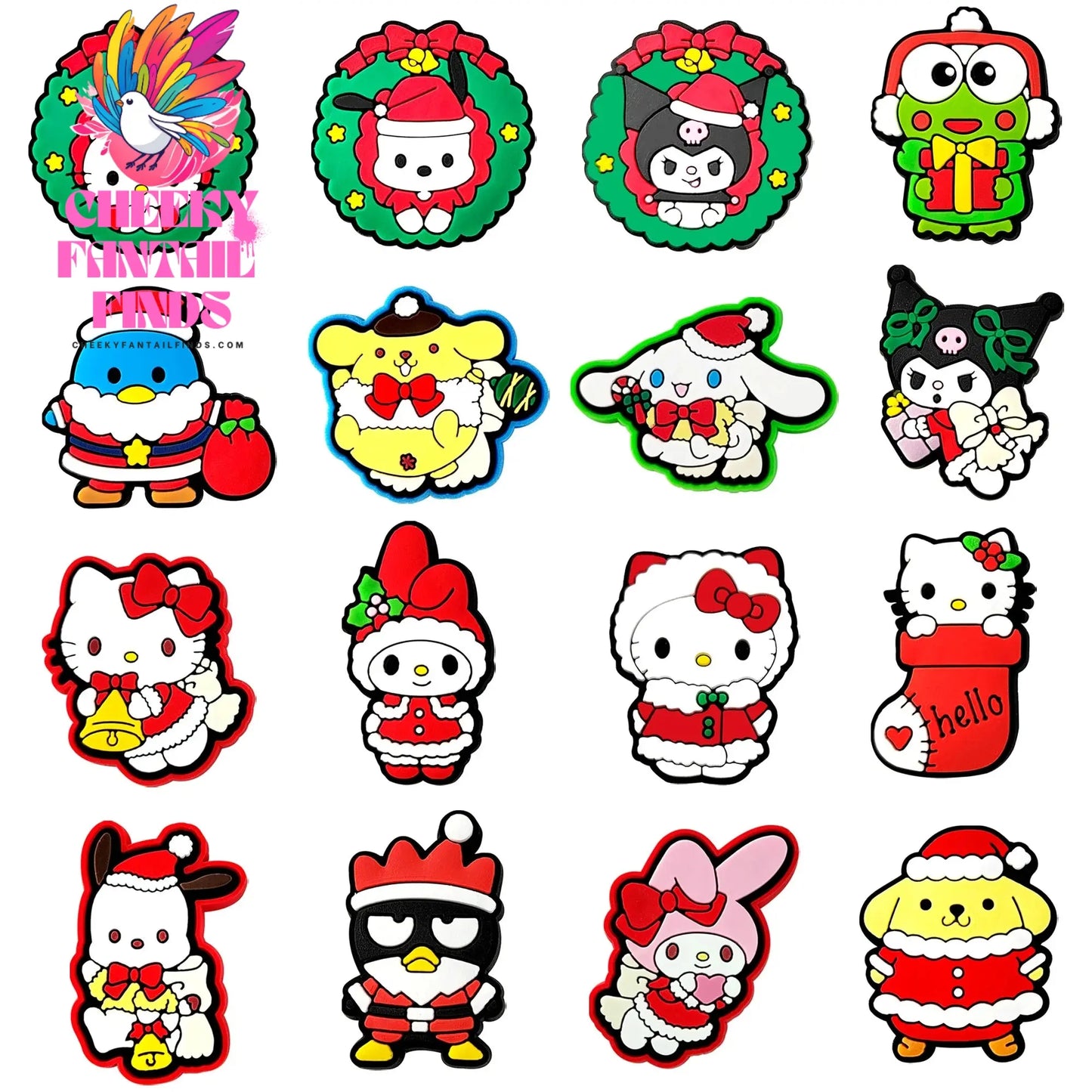 16pcs Christmas Kitty Shoes Charms for Sandals Decoration PVC Shoe Accessories Charms for X-mas Day Gifts Cheeky Fantail Finds