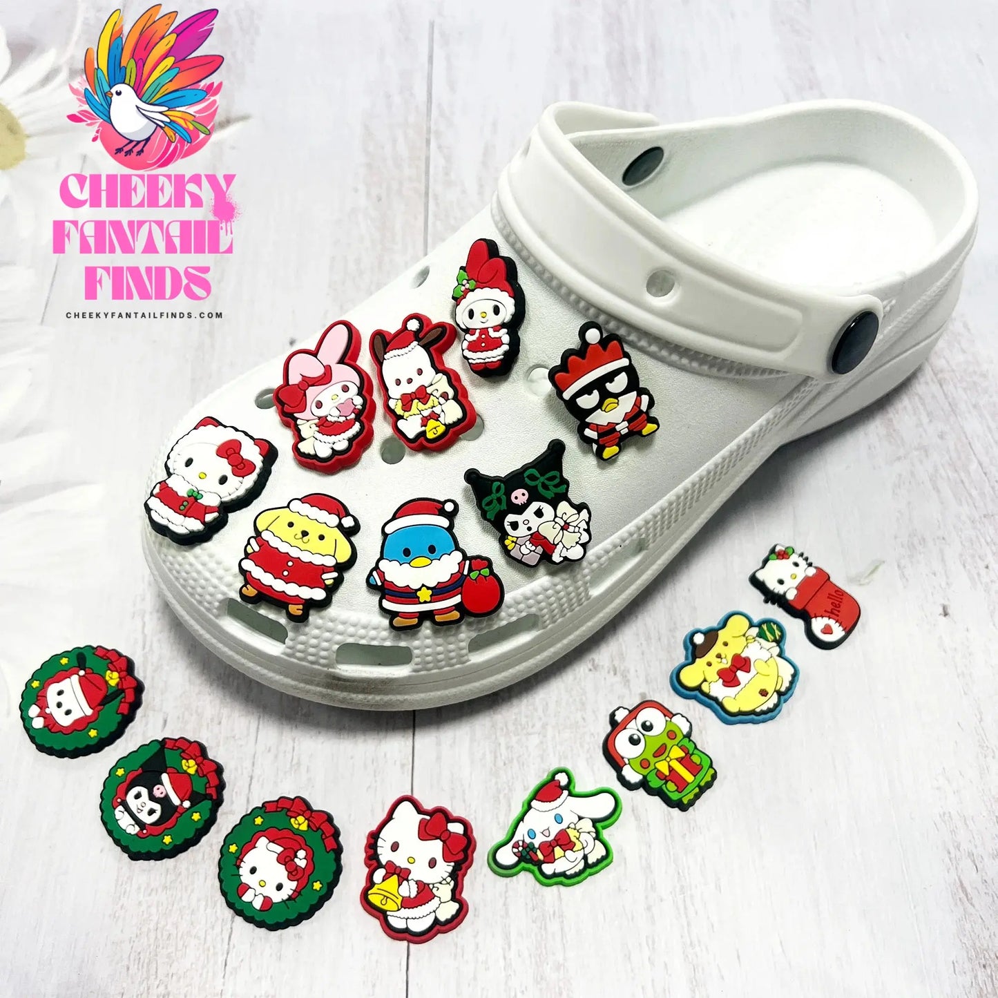16pcs Christmas Kitty Shoes Charms for Sandals Decoration PVC Shoe Accessories Charms for X-mas Day Gifts Cheeky Fantail Finds