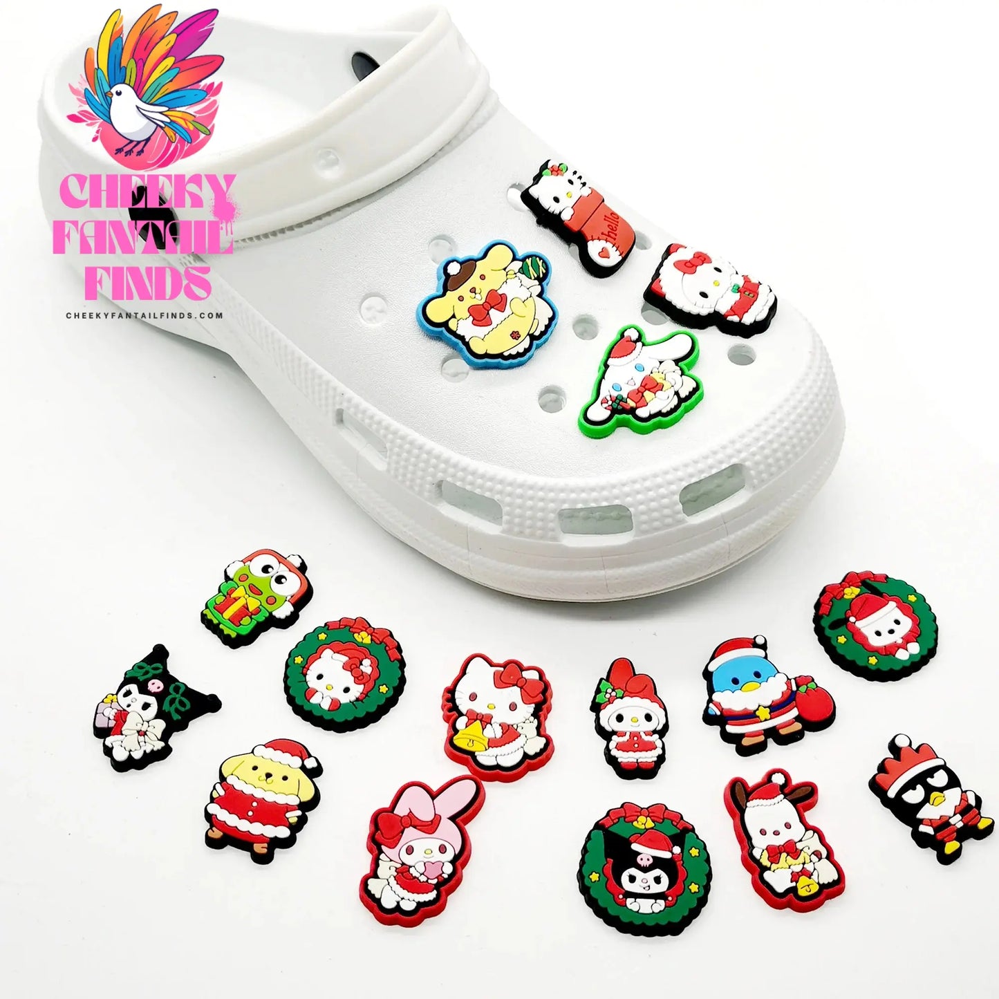 16pcs Christmas Kitty Shoes Charms for Sandals Decoration PVC Shoe Accessories Charms for X-mas Day Gifts Cheeky Fantail Finds
