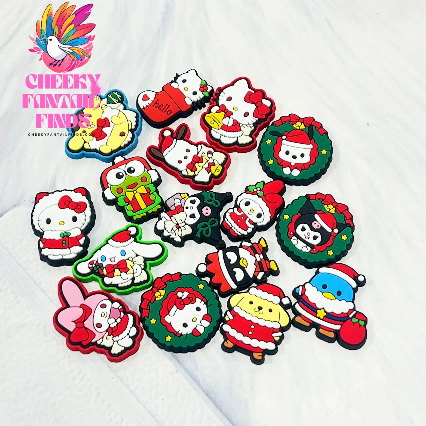 16pcs Christmas Kitty Shoes Charms for Sandals Decoration PVC Shoe Accessories Charms for X-mas Day Gifts Cheeky Fantail Finds