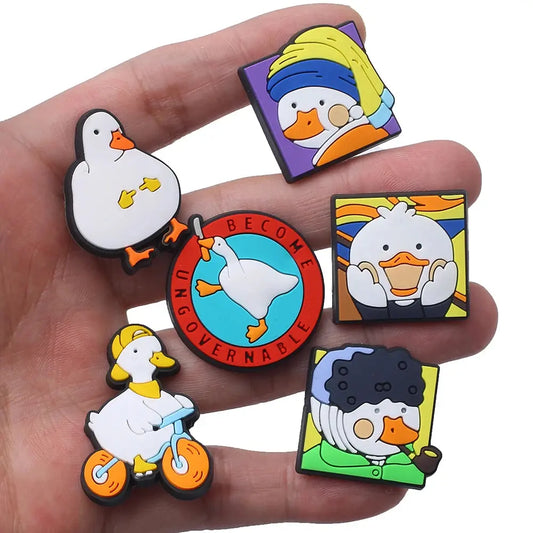 16pcs/set NEW Cute Duck Animals Series for Cartoon Shoe Charms Accessories Fit Shoes/Wristbands Classic Clog Kids Gifts - Cheeky Fantail Finds