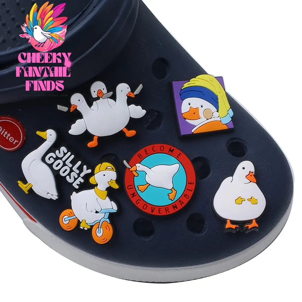 16pcs/set NEW Cute Duck Animals Series for Cartoon Shoe Charms Accessories Fit Shoes/Wristbands Classic Clog Kids Gifts - Cheeky Fantail Finds