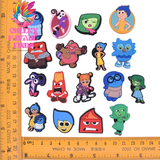 17Pcs Inside Out Charms Slippers Movie peripherals Decor pretty Accessories Shoes Flower Figure Sandals Ornament Shoe Buckle Cheeky Fantail Finds