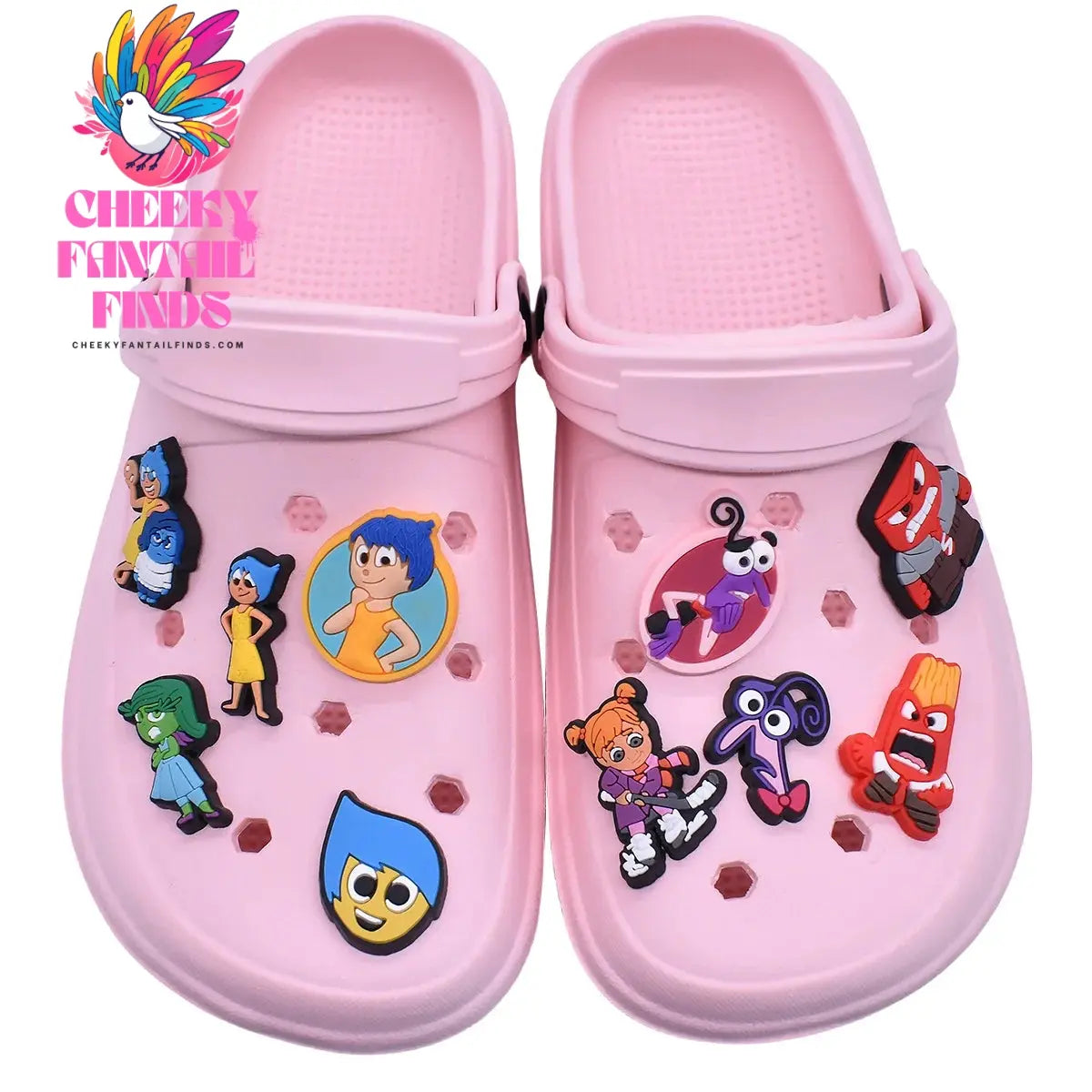 17Pcs Inside Out Charms Slippers Movie peripherals Decor pretty Accessories Shoes Flower Figure Sandals Ornament Shoe Buckle Cheeky Fantail Finds