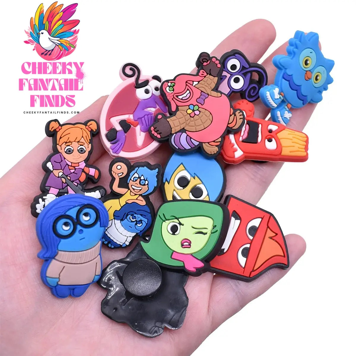 17Pcs Inside Out Charms Slippers Movie peripherals Decor pretty Accessories Shoes Flower Figure Sandals Ornament Shoe Buckle Cheeky Fantail Finds