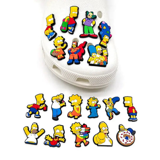 18Pcs/set Simpson Decoration Anime Shoe Charms Cute Sandals Shoes Accessories Kawaii PVC Badges DIY for Kids Christmas Gift Cheeky Fantail Finds