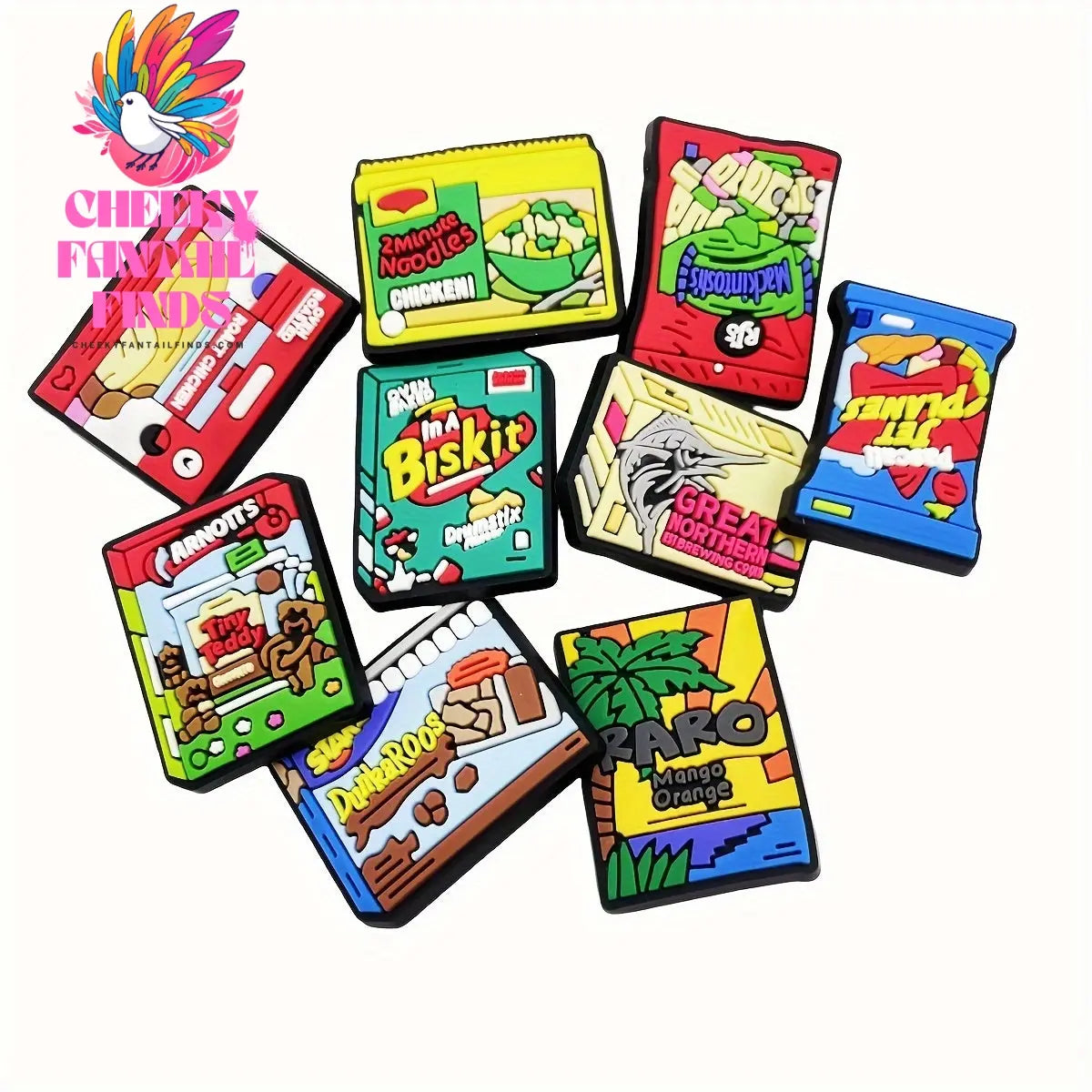 18pcs Fun Cartoon Food Shoe Charms Set - Durable PVC, Easy Install for Shoe & Sandals - Perfect for Party Favors & Christmas Gifts Cheeky Fantail Finds