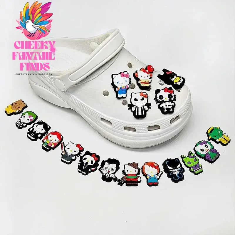 18pcs Halloween Sanrio Hello Kitty Shoe Charms PVC Shoes Accessories Decorations Buckle for Clog Sandal Kids Party Xmas Gifts Cheeky Fantail Finds