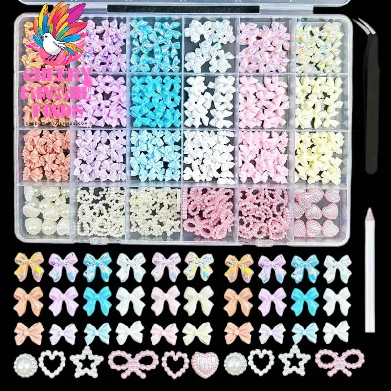 1Box Random Mixed Gummy Resin Bear Nail Art Charms 3D Bows Heart Nail Decoration Accessories for DIY Manicure Crafts Supplies Cheeky Fantail Finds