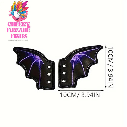 1Pair Angel Wing Shape Girls Boot Skate Shoes DIY Decorations Sneaker Clothing Shoelaces Decoration Punk Emo Style Halloween Cheeky Fantail Finds