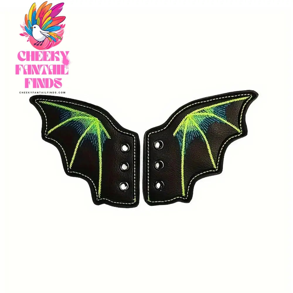 1Pair Angel Wing Shape Girls Boot Skate Shoes DIY Decorations Sneaker Clothing Shoelaces Decoration Punk Emo Style Halloween Cheeky Fantail Finds