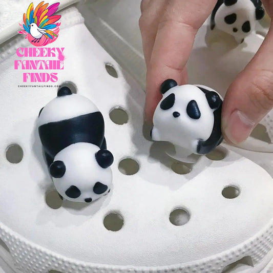 1Pcs Cute Panda Baby Shoe Charms Lovely Cartoon Stereoscopic Sandals Decorations Children DIY Slipper Hole Shoes Accessories New Cheeky Fantail Finds