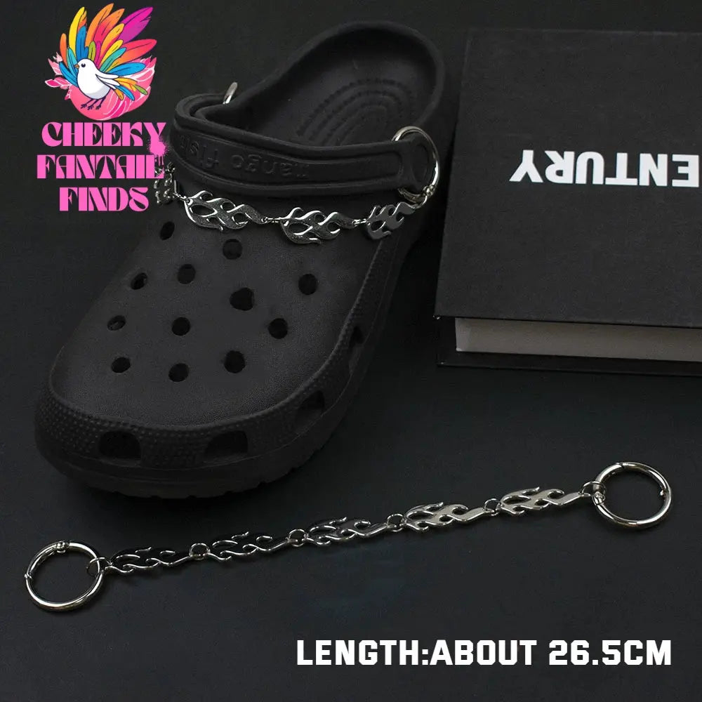 1Pcs Hip-hop Metal Sneaker Decoration Punk Fashion High-top Canvas Shoe Chain Dark Style Pin Men Women Slipper Sandal Accessorie Cheeky Fantail Finds