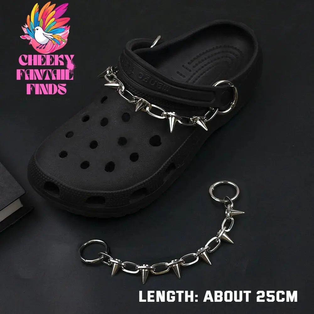 1Pcs Hip-hop Metal Sneaker Decoration Punk Fashion High-top Canvas Shoe Chain Dark Style Pin Men Women Slipper Sandal Accessorie Cheeky Fantail Finds