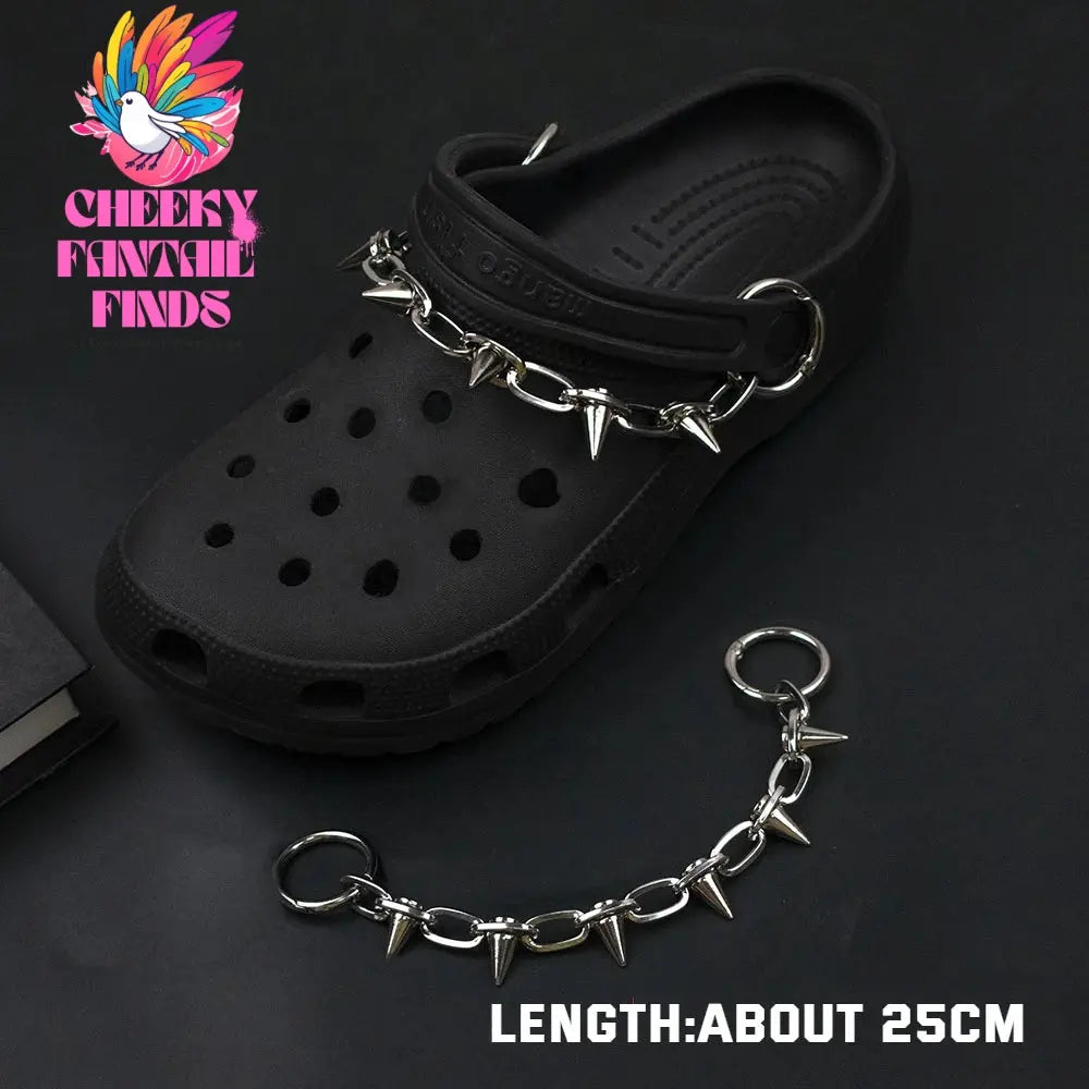 1Pcs Hip-hop Metal Sneaker Decoration Punk Fashion High-top Canvas Shoe Chain Dark Style Pin Men Women Slipper Sandal Accessorie Cheeky Fantail Finds