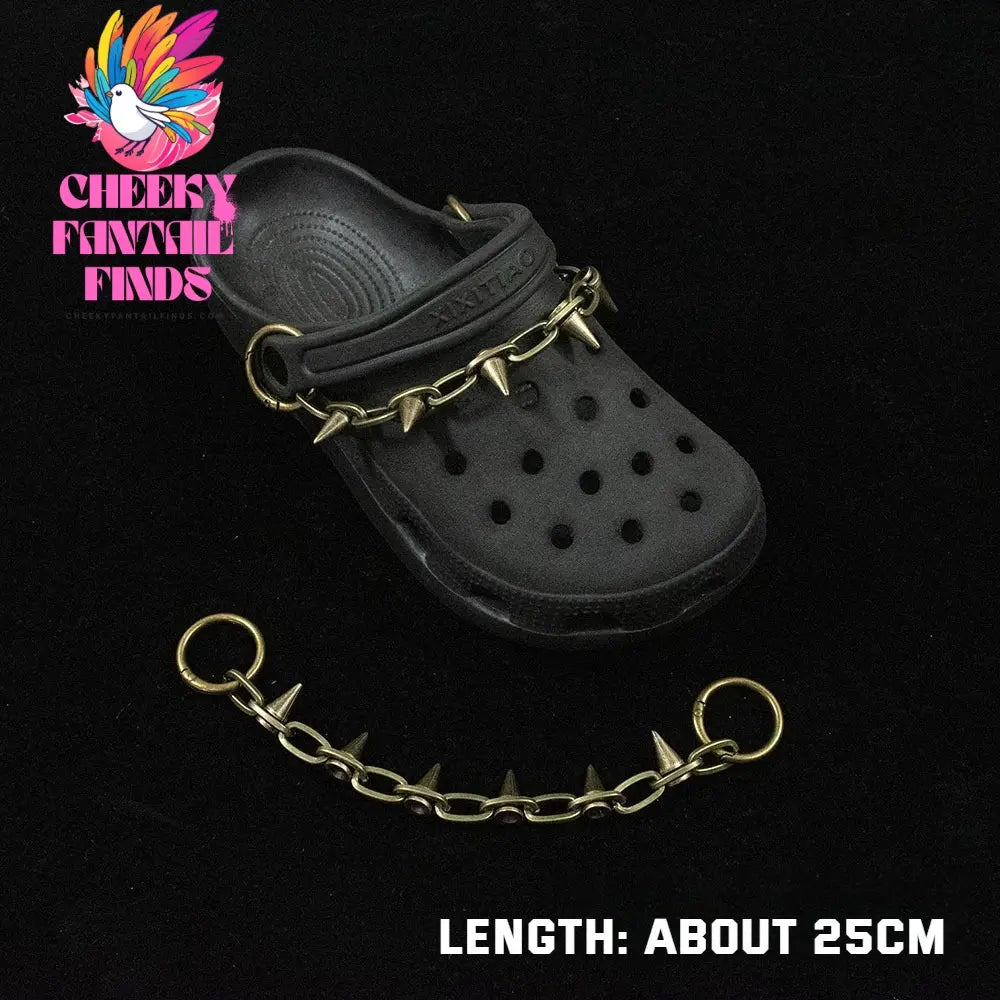 1Pcs Hip-hop Metal Sneaker Decoration Punk Fashion High-top Canvas Shoe Chain Dark Style Pin Men Women Slipper Sandal Accessorie Cheeky Fantail Finds