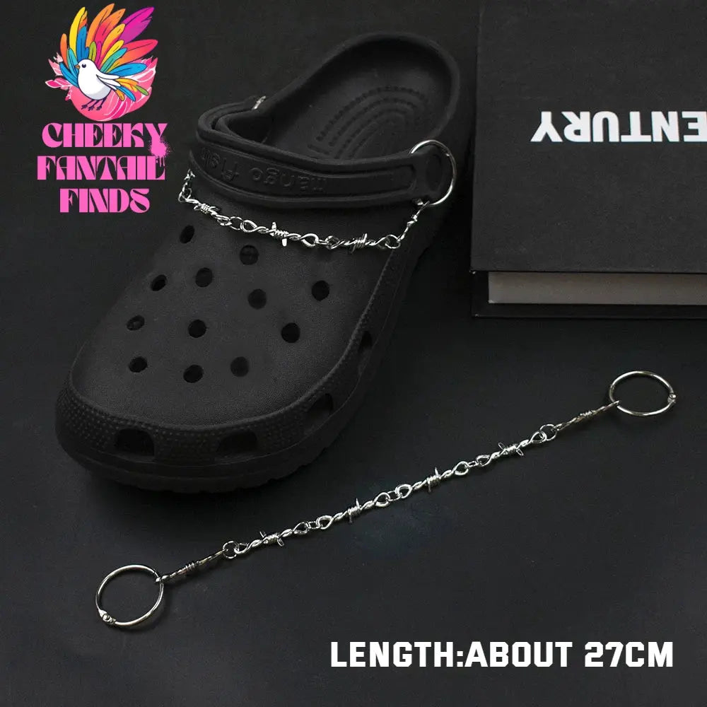 1Pcs Hip-hop Metal Sneaker Decoration Punk Fashion High-top Canvas Shoe Chain Dark Style Pin Men Women Slipper Sandal Accessorie Cheeky Fantail Finds
