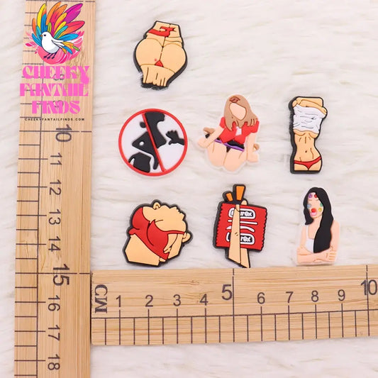 1Pcs PVC Sexy Body Part Woman Sandals Shoe Charms Accessories Shoe Buckle For Bracelet Kids Holiday Gift Cheeky Fantail Finds