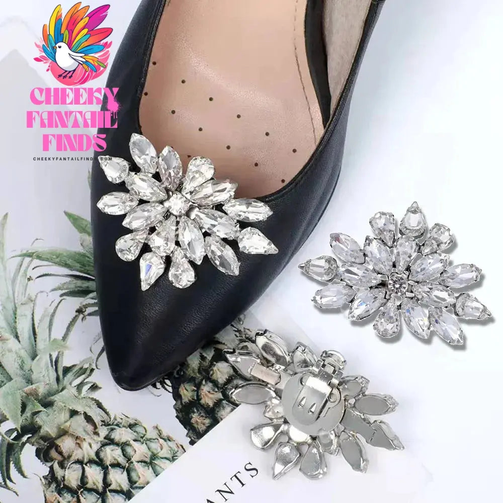 1Pcs Wedding DIY Detachable Charm Buckle Bridal Crystal Shoes Accessory Decoration Clip Women High Heel Rhinestone Shoe Buckles Cheeky Fantail Finds