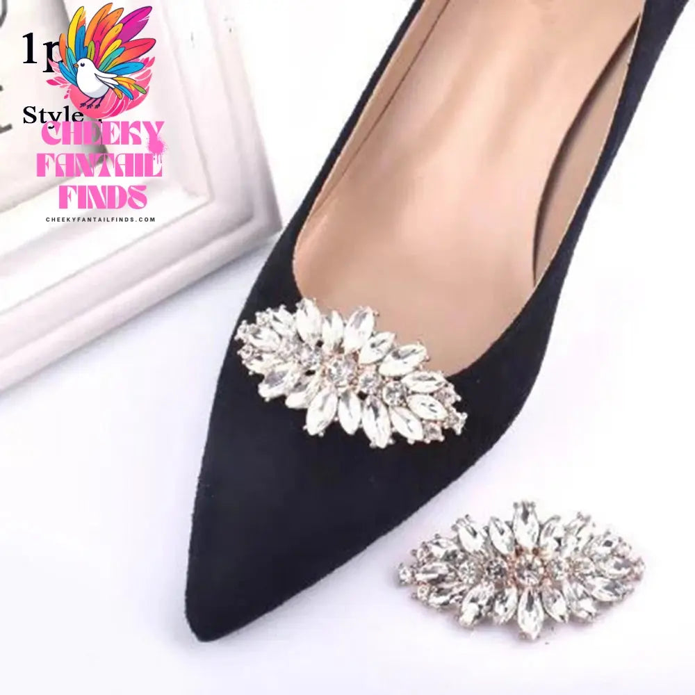 1Pcs Wedding DIY Detachable Charm Buckle Bridal Crystal Shoes Accessory Decoration Clip Women High Heel Rhinestone Shoe Buckles Cheeky Fantail Finds