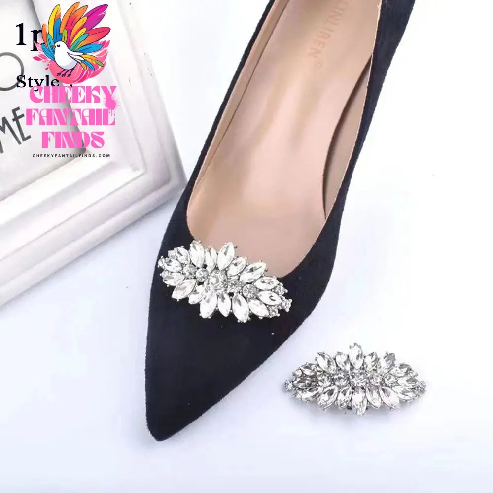 1Pcs Wedding DIY Detachable Charm Buckle Bridal Crystal Shoes Accessory Decoration Clip Women High Heel Rhinestone Shoe Buckles Cheeky Fantail Finds