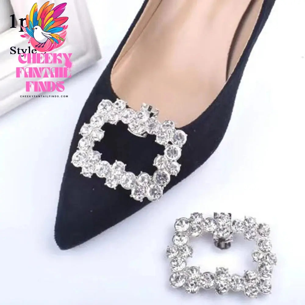 1Pcs Wedding DIY Detachable Charm Buckle Bridal Crystal Shoes Accessory Decoration Clip Women High Heel Rhinestone Shoe Buckles Cheeky Fantail Finds