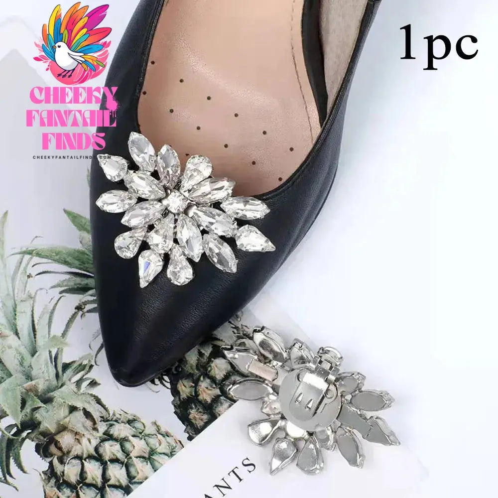 1Pcs Wedding DIY Detachable Charm Buckle Bridal Crystal Shoes Accessory Decoration Clip Women High Heel Rhinestone Shoe Buckles Cheeky Fantail Finds