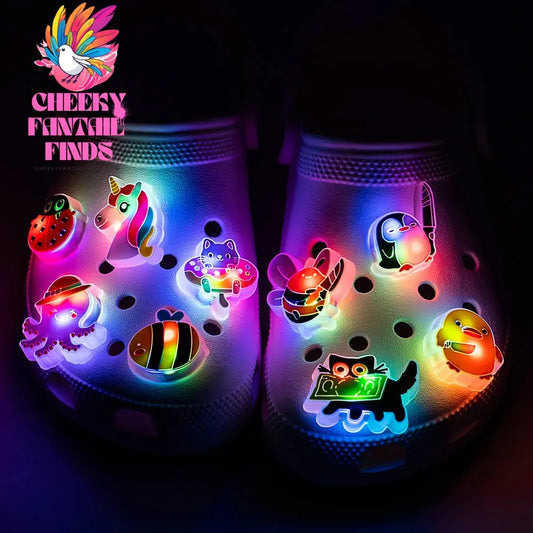 1pcs Animal LED Shoes Charms Lighted Cute Owl Duck Cat Panda Bee Pig Pink Shoe Decoration Accessories Salamander Clog Pins Cheeky Fantail Finds