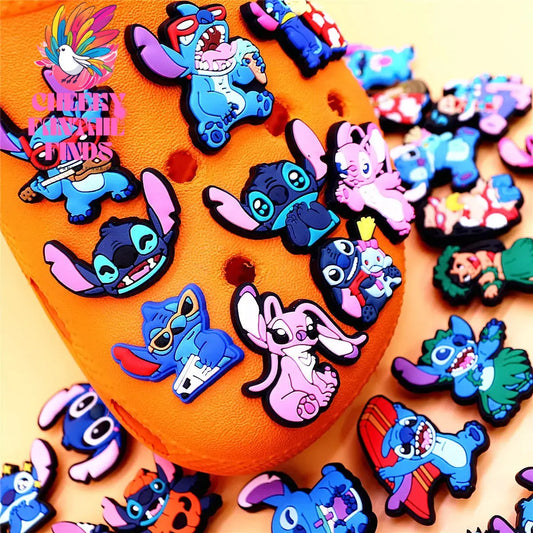 1pcs Cartoon movie Lilo Stitch Shoe Accessories Clog Charms Sandals Decoration Pink Stitch Angel PVC Clogs Buckle for Kids Gifts Cheeky Fantail Finds