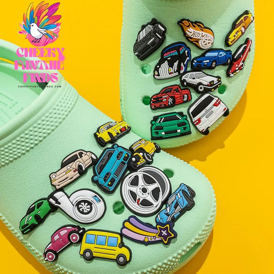 1pcs Clog Charms Cars Cool Roadster SUV PVC Clips Accessories Mini Classic Car Shoe Charms Turbine Clog Pin Kids Gift Cheeky Fantail Finds