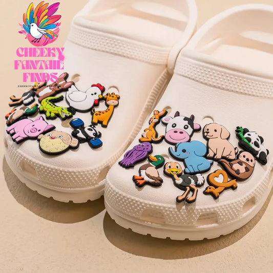 1pcs Cute Animals Cat Panda Cow Pig Charms for Shoe Decorations Pins for Kids Boy Girls Favor Gifts Accessories Dogs - Cheeky Fantail Finds