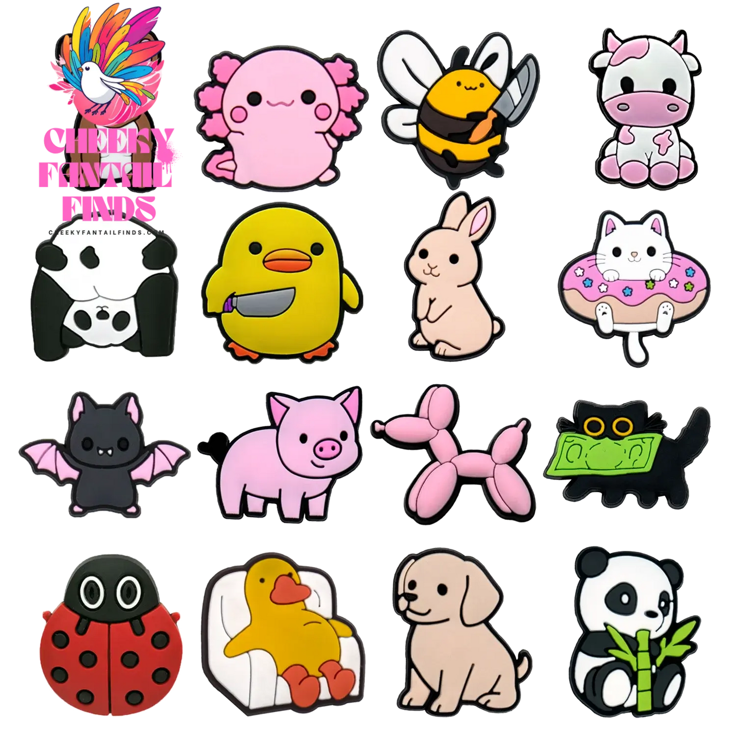 1pcs Cute Animals Shoe Charms Accessories Funny Duck Dog Panda Pig Shoe Decoration Bunny Cat Clog Pin for Women Grils Gift Cheeky Fantail Finds