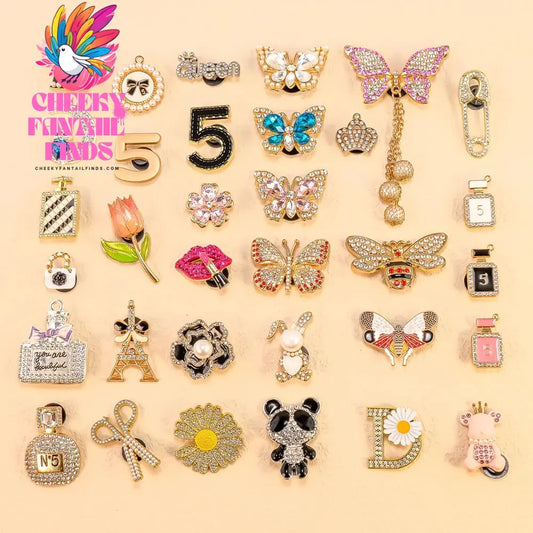 1pcs Designer Metal Shoe Charms Shinning Decorations for Sandal Pins for Women Girls Gift Pearl Shoe Accessories for Clog Buckle - Cheeky Fantail Finds
