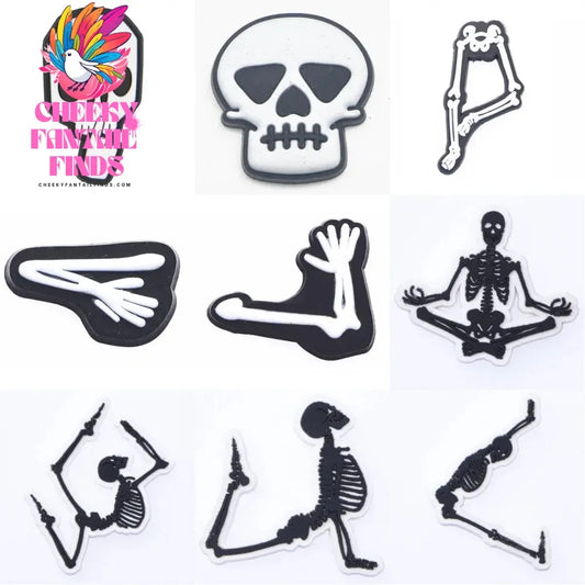 1pcs Horror Movie Skeleton Shoe Charms Black Bone Shoe Decoration The Best Gifts For Boyfriend Kids Boys Girls Cheeky Fantail Finds