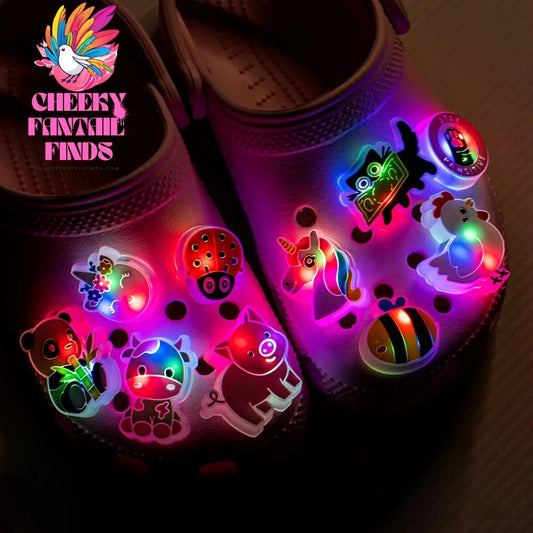 1pcs LED Cute Animals Shoes Charms Funny Duck Pig Panda Cat Luminous Shoe Decorations Pink Salamander Squid Clog Accessories - Cheeky Fantail Finds
