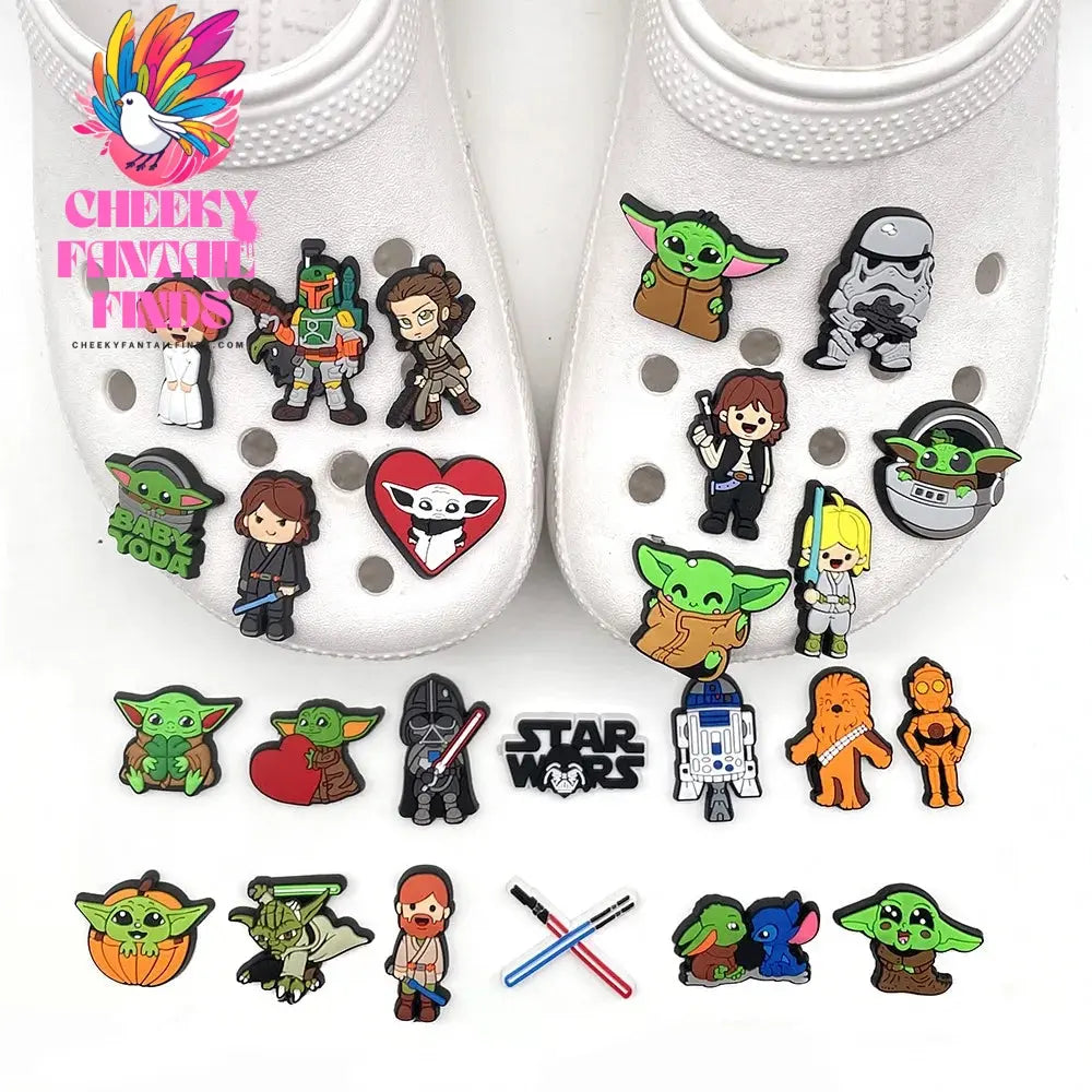 1pcs Movies Yoda Shoe Charms for Shoes Decoration Accessories PVC Charms Cartoon Badges for Kids Women Party Favors Gifts Cheeky Fantail Finds