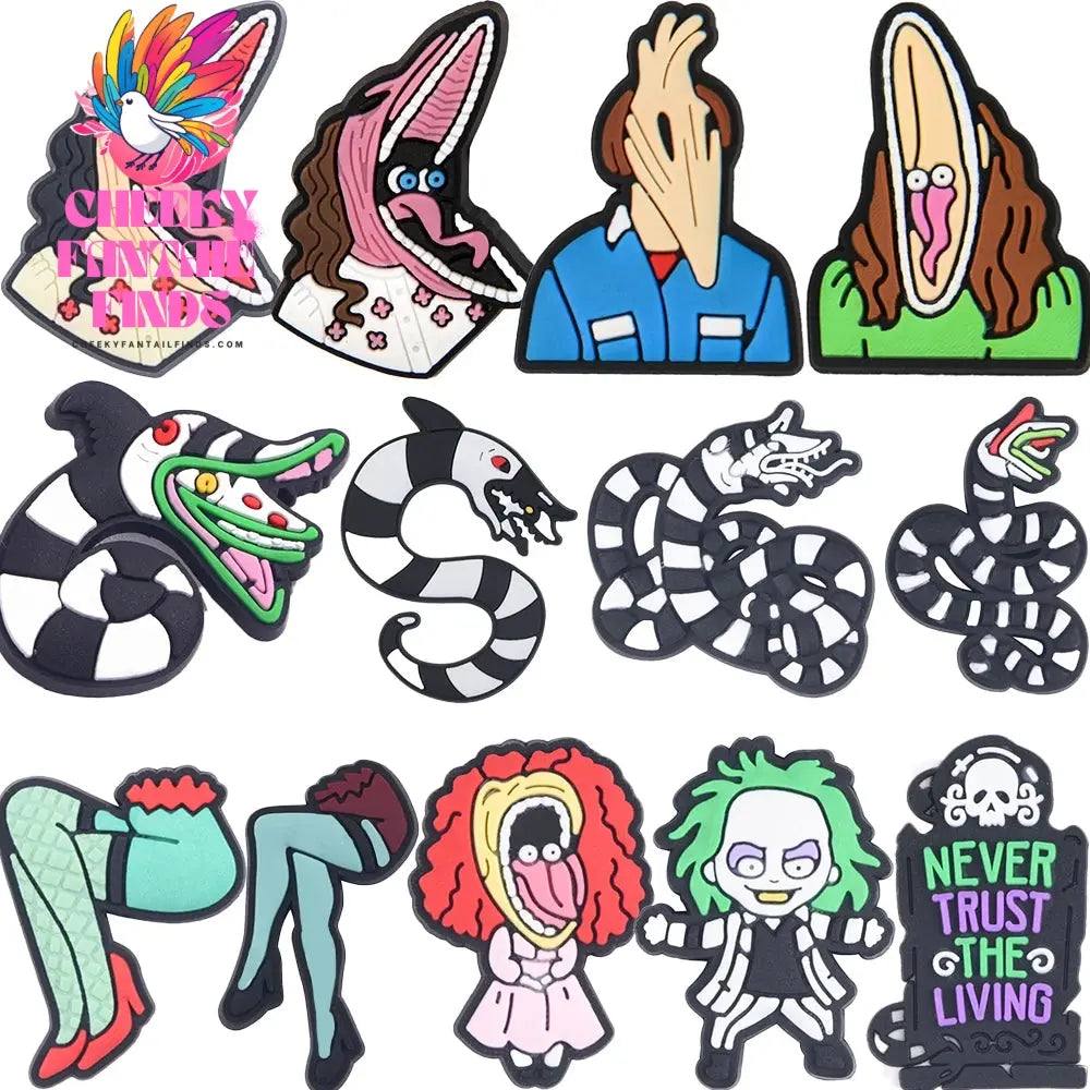 1pcs New Halloween Scary Face LShoe Charms Horror Movie Snake Shoe Decoration Cool Monster Clog Charms Holiday Gifts Cheeky Fantail Finds