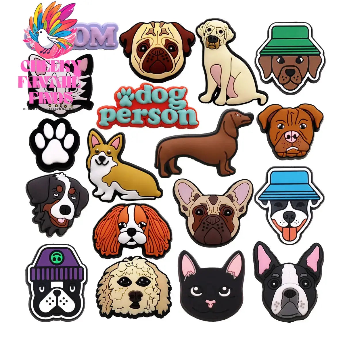 1pcs Original Cute Pets PVC Shoe Charms Funny Pug Designer Sandal Upper Decoration Accessories Bulldog Dog Cat Clog Pins Buckle Cheeky Fantail Finds