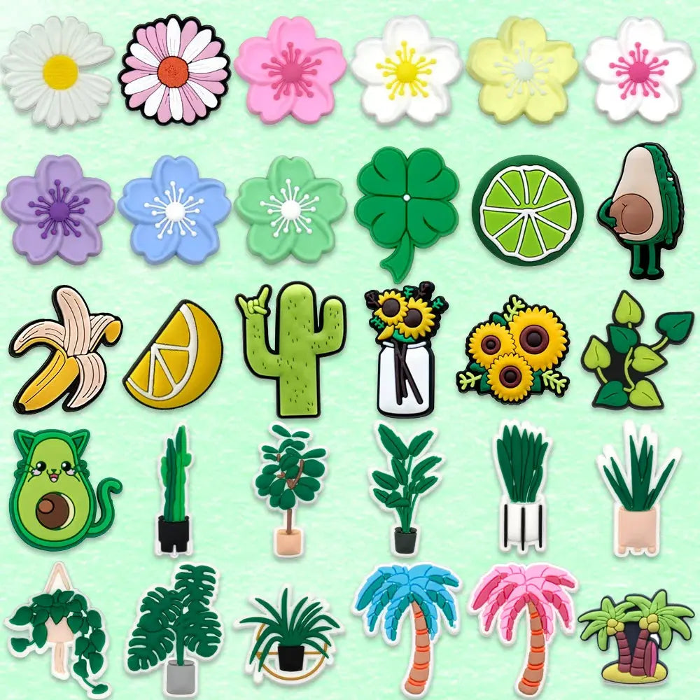 1pcs PVC All Plants Shoe Charms for Women Girls Kids Clog Accessories Fruit Flower Shoe Decorations Pins for Gift Sandal Buckles - Cheeky Fantail Finds