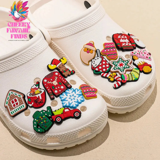 1pcs PVC Christmas Shoe Charms Xmas Tree Snowflakes Shoe Decorations Pink for Clog Garden Sandal Accessories Kids Gift Wholesale - Cheeky Fantail Finds