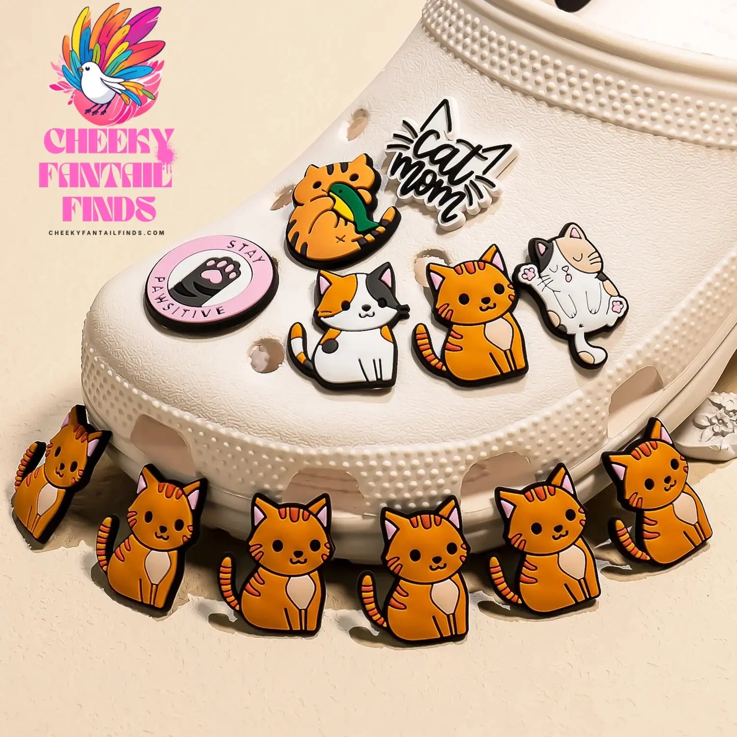 1pcs PVC Cute Cat Shoe Charms Pet Orange Cat Black Cat Shoe Decoration Pins Garden Sandal Accessories for Women Girl Boy - Cheeky Fantail Finds