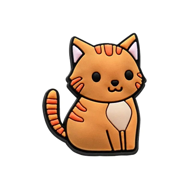 1pcs PVC Cute Cat Shoe Charms Pet Orange Cat Black Cat Shoe Decoration Pins Garden Sandal Accessories for Women Girl Boy - Cheeky Fantail Finds