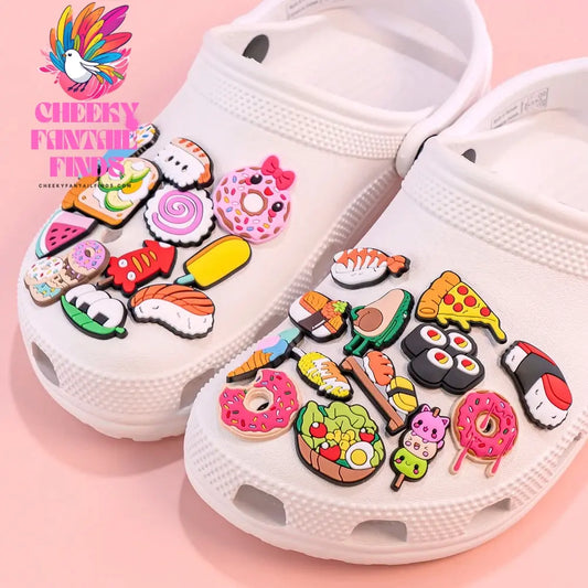 1pcs PVC Delicious Food Shoe Charms Sushi Salads Shoe Decorations Pins for Women Boy Girls Sandal Clog Buckles Accessories Gifts Cheeky Fantail Finds